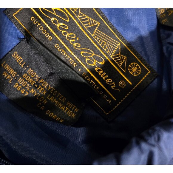 Vtg Eddie Bauer Gore Tex Windbreaker Pants Mens M Blue Drawstring Zip Ankle - Picture 16 of 16